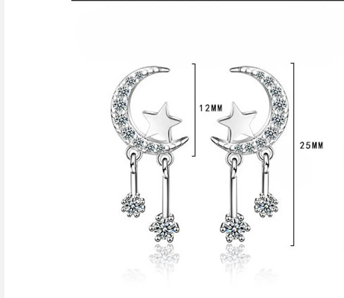 1 Pair Lady Star White Gold Plated Drop Earrings with Zircon Inlay - Elegant & Sparkly!