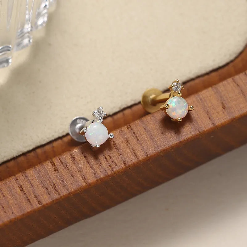 Dariya Jewelry 925 Silver Opal & Crystal Stud Earring – Gold or Silver | EDIY64