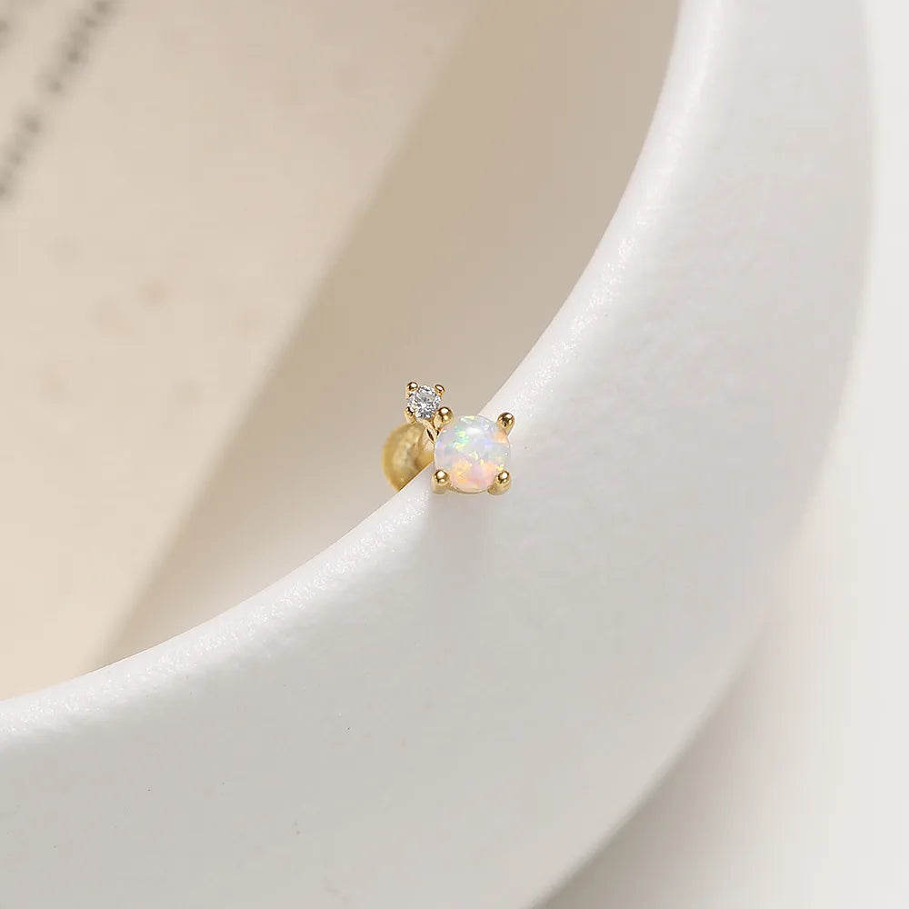 Dariya Jewelry 925 Silver Opal & Crystal Stud Earring – Gold or Silver | EDIY64