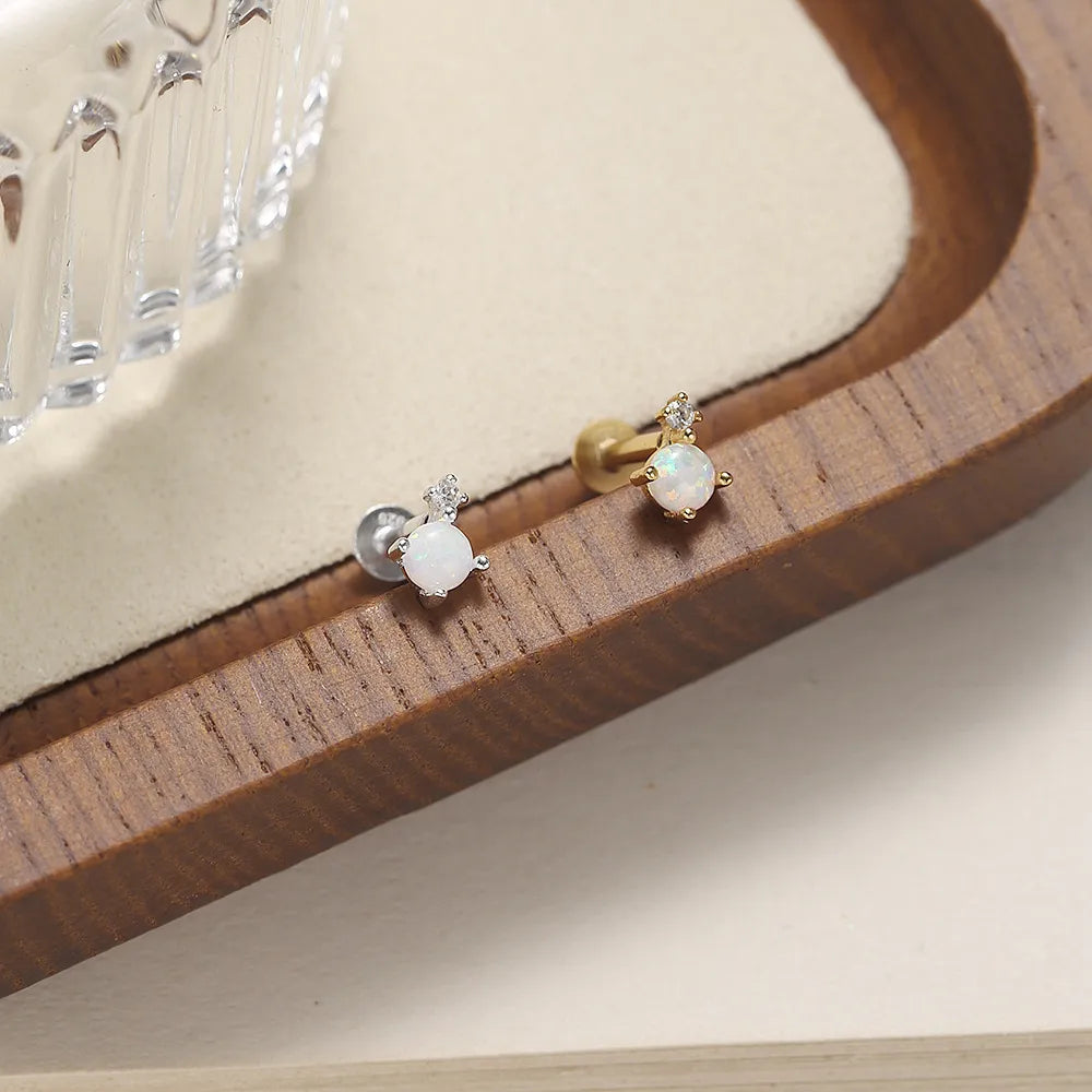 Dariya Jewelry 925 Silver Opal & Crystal Stud Earring – Gold or Silver | EDIY64