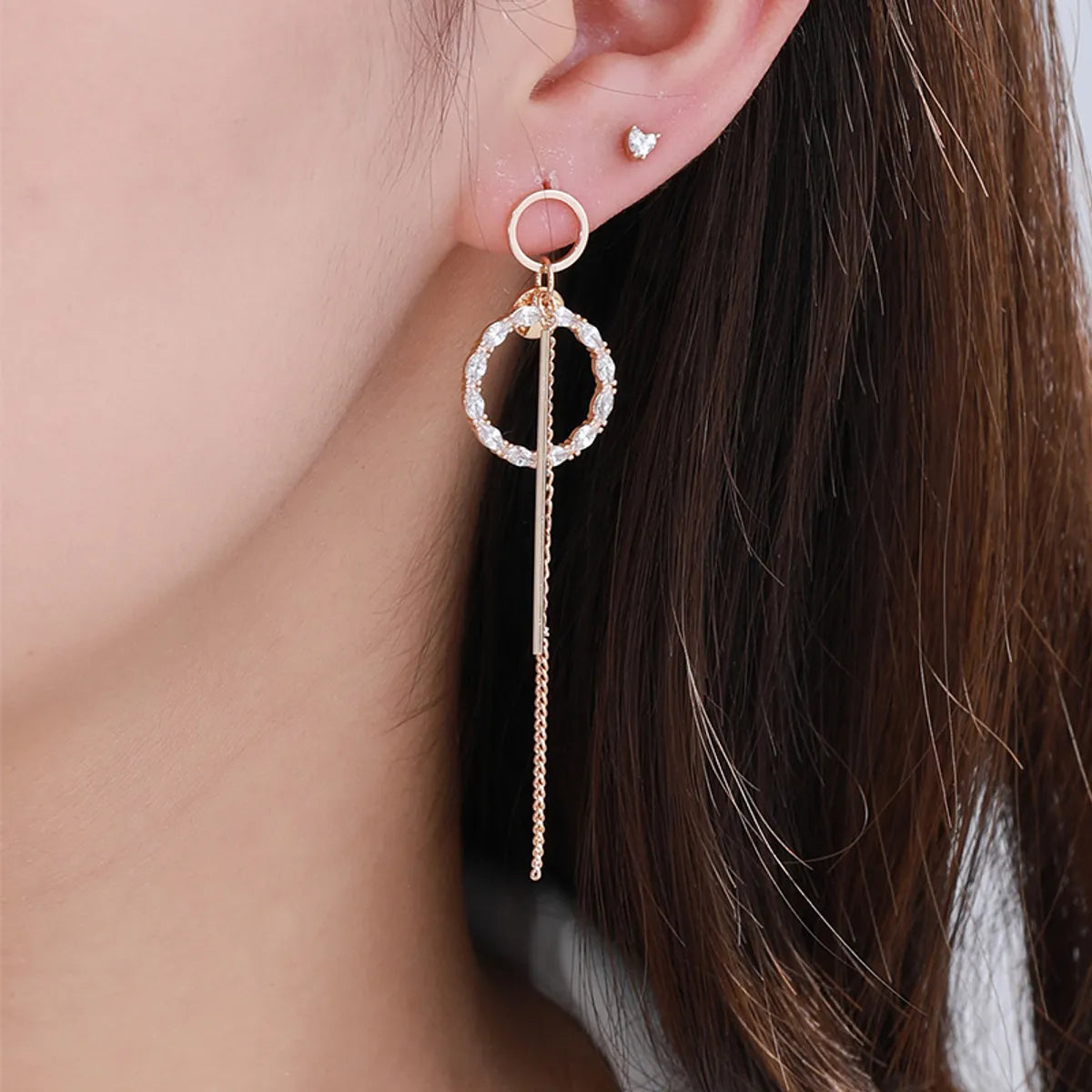 18K Gold Plated Circle Tassel Drop Earrings – Elegant & Lightweight (SKU: EDIY67)