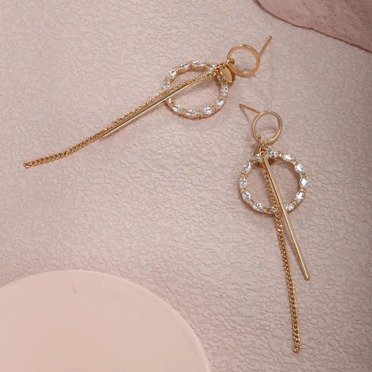 18K Gold Plated Circle Tassel Drop Earrings – Elegant & Lightweight (SKU: EDIY67)