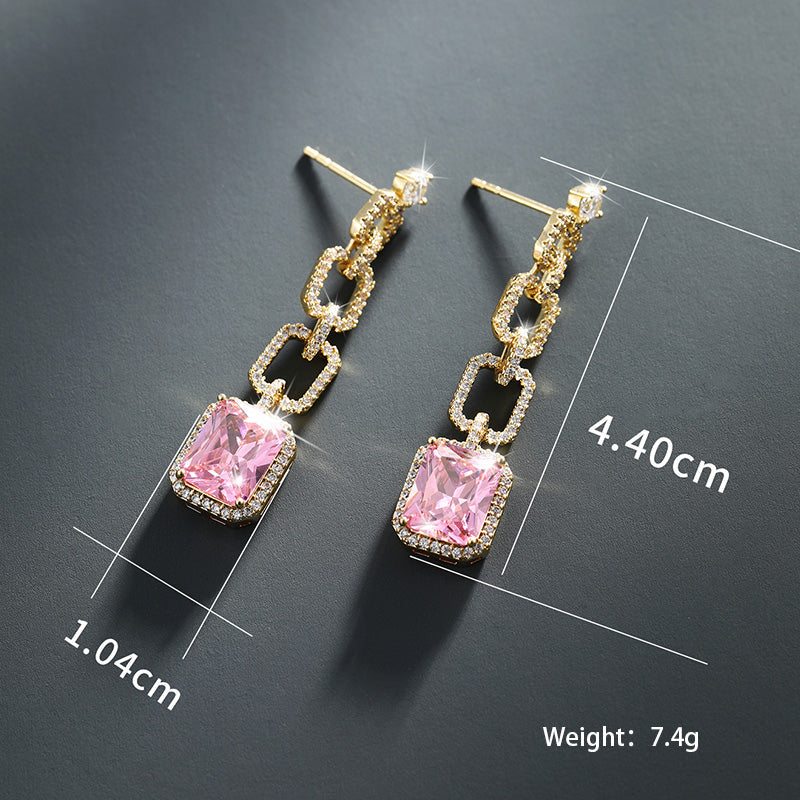Glam 14K Gold-Plated Drop Earrings with Sparkling Gemstones – Dariya Jewelry