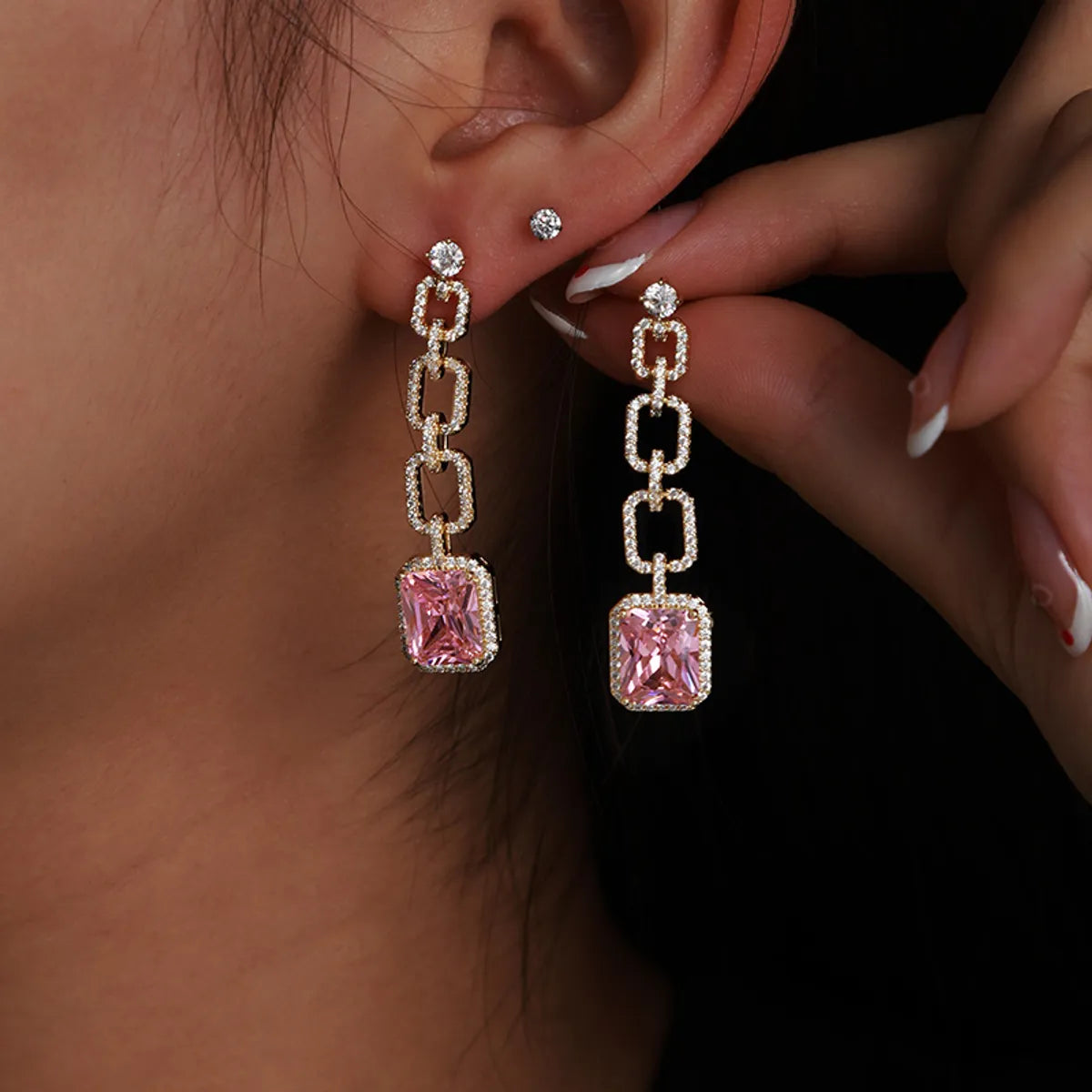 Glam 14K Gold-Plated Drop Earrings with Sparkling Gemstones – Dariya Jewelry
