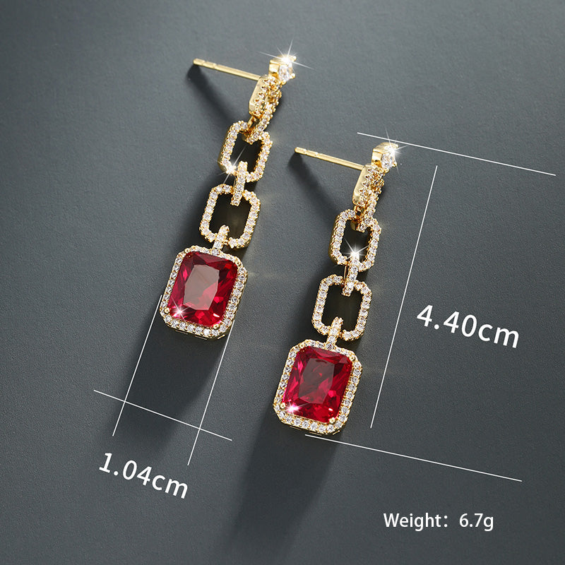 Glam 14K Gold-Plated Drop Earrings with Sparkling Gemstones – Dariya Jewelry