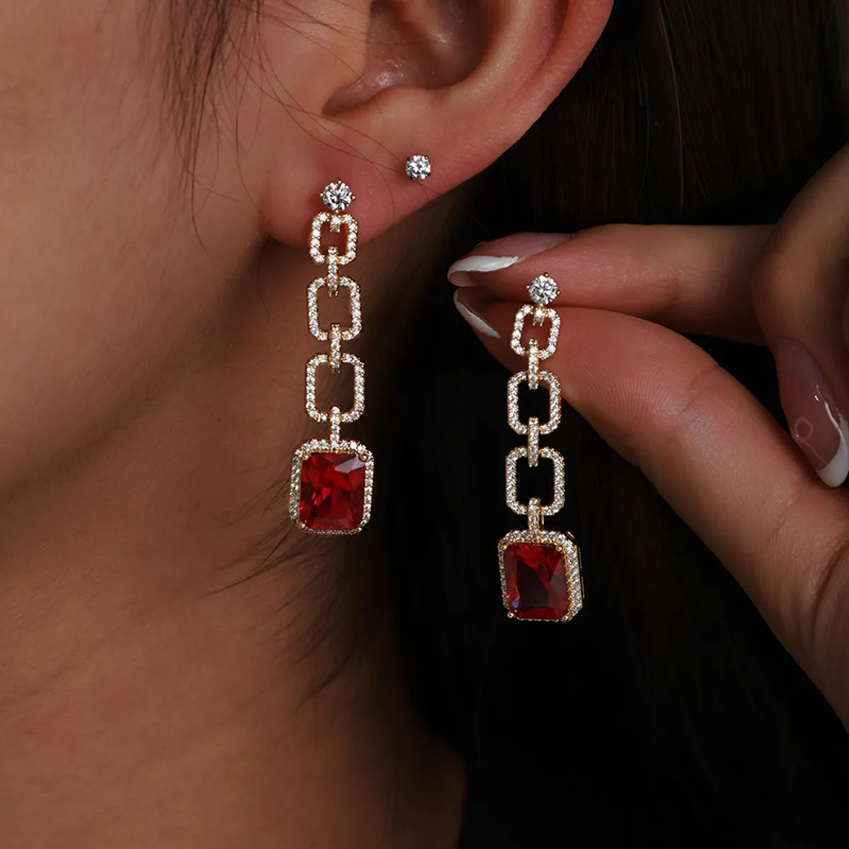 Glam 14K Gold-Plated Drop Earrings with Sparkling Gemstones – Dariya Jewelry