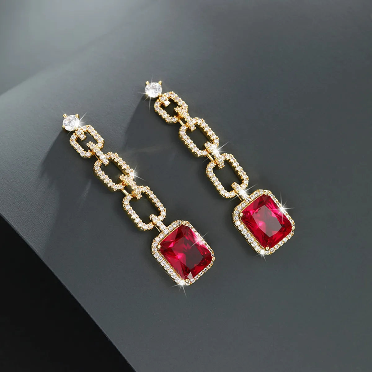 Glam 14K Gold-Plated Drop Earrings with Sparkling Gemstones – Dariya Jewelry