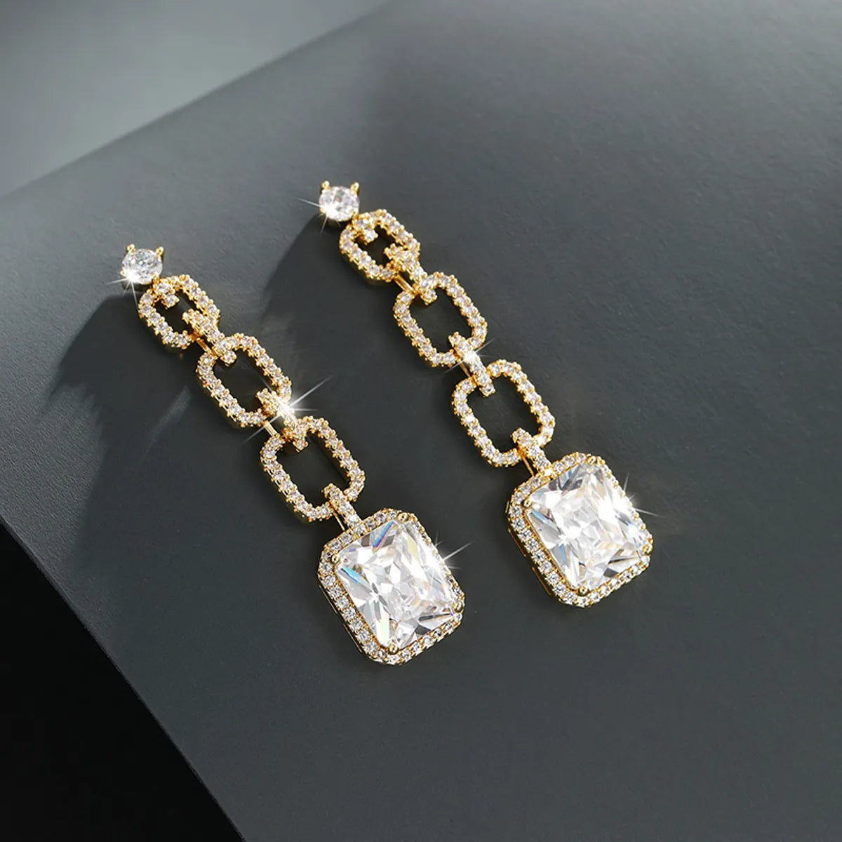 Glam 14K Gold-Plated Drop Earrings with Sparkling Gemstones – Dariya Jewelry