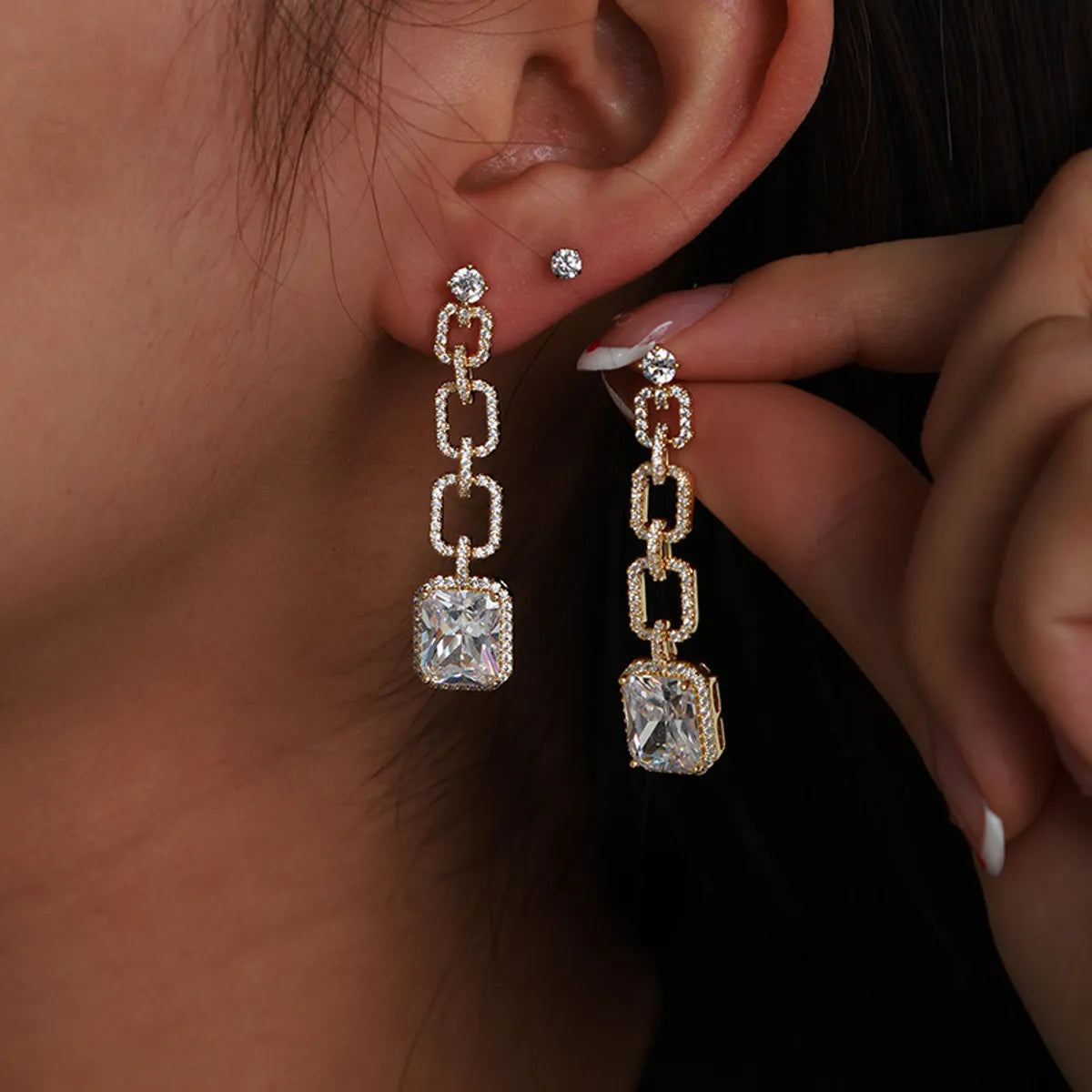 Glam 14K Gold-Plated Drop Earrings with Sparkling Gemstones – Dariya Jewelry