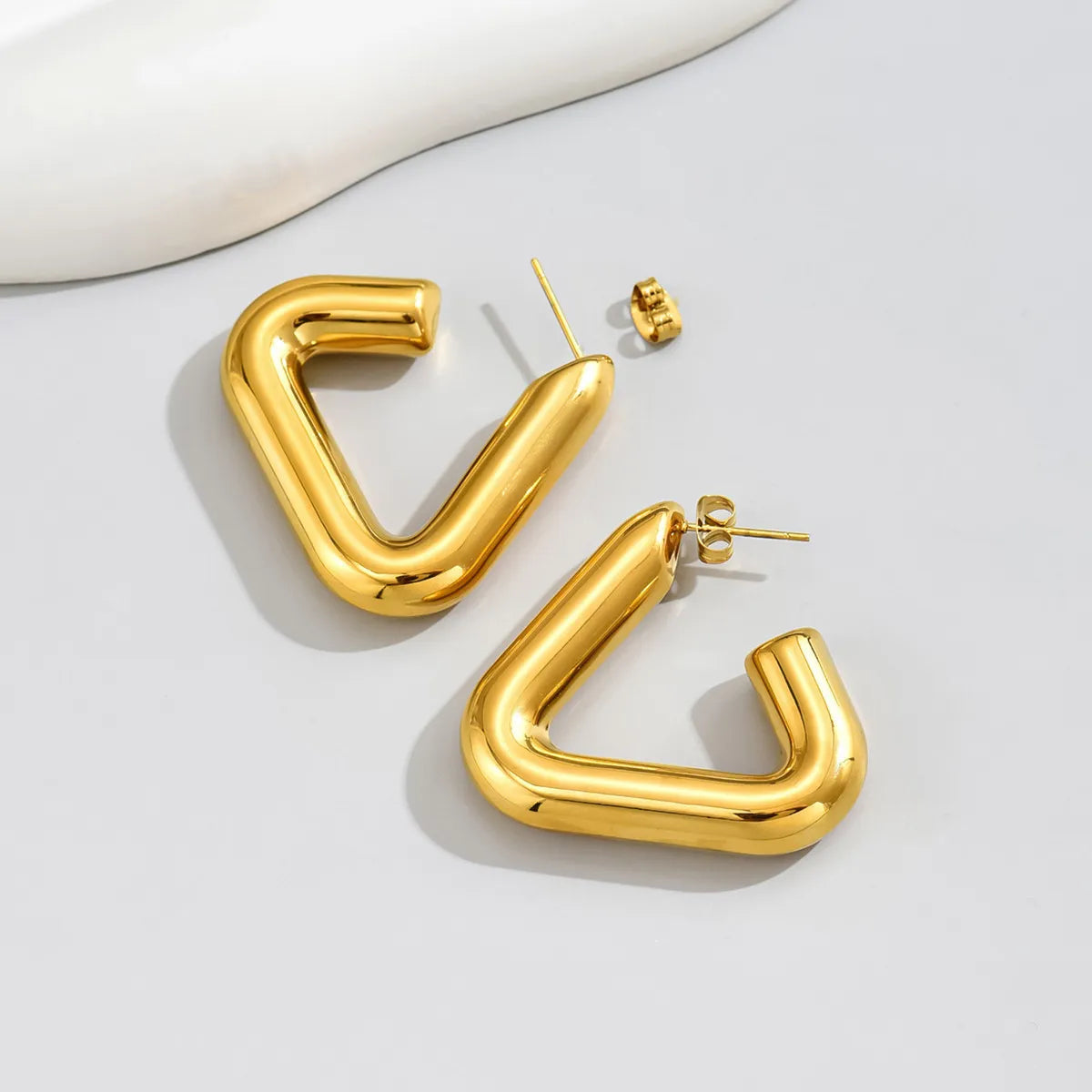 Simple Classic Gold Plated Titanium Steel Ear Studs - 18k Gold | Women's Jewelry(SKU: EDIY73)