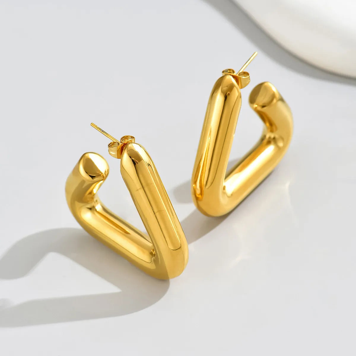 Simple Classic Gold Plated Titanium Steel Ear Studs - 18k Gold | Women's Jewelry(SKU: EDIY73)