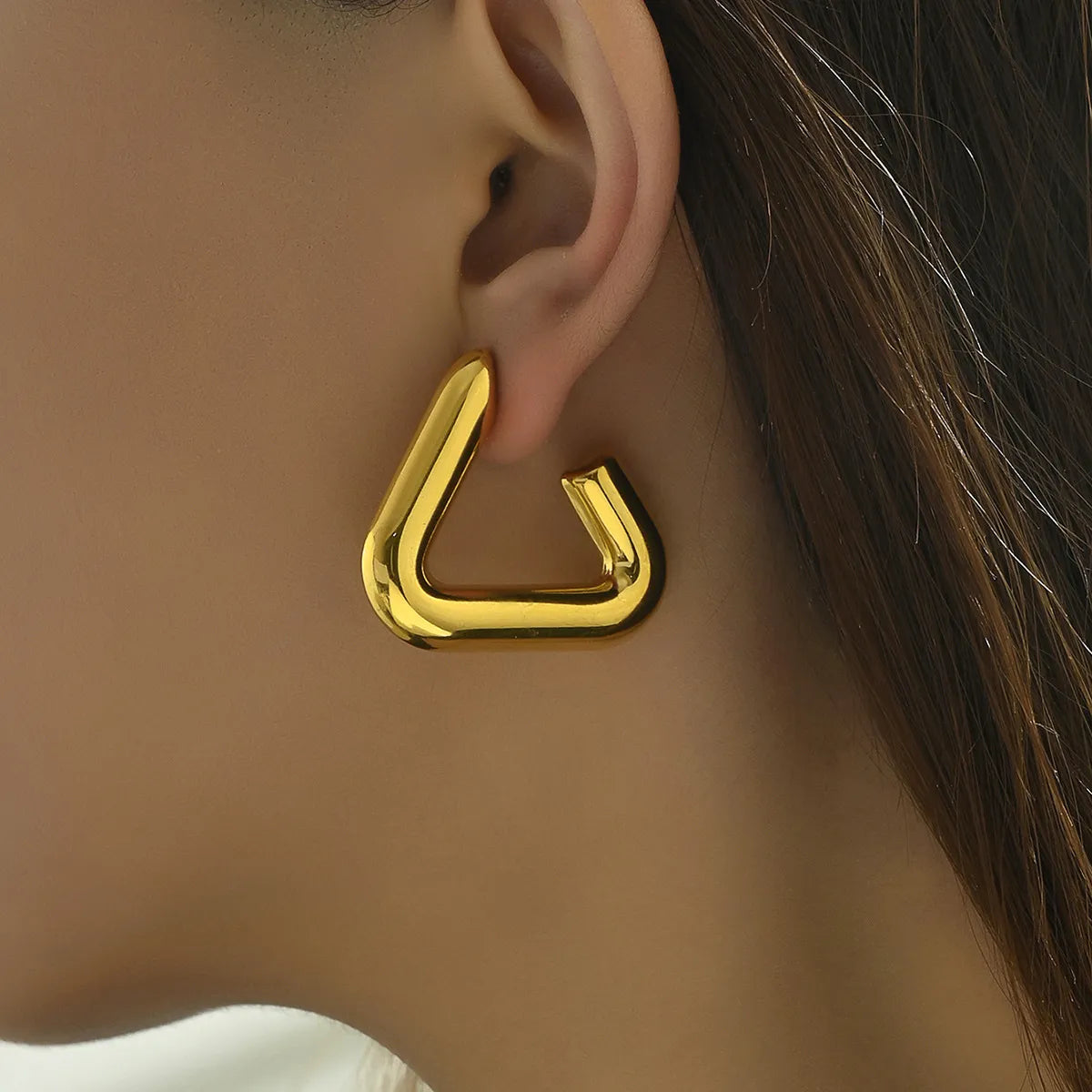 Simple Classic Gold Plated Titanium Steel Ear Studs - 18k Gold | Women's Jewelry(SKU: EDIY73)