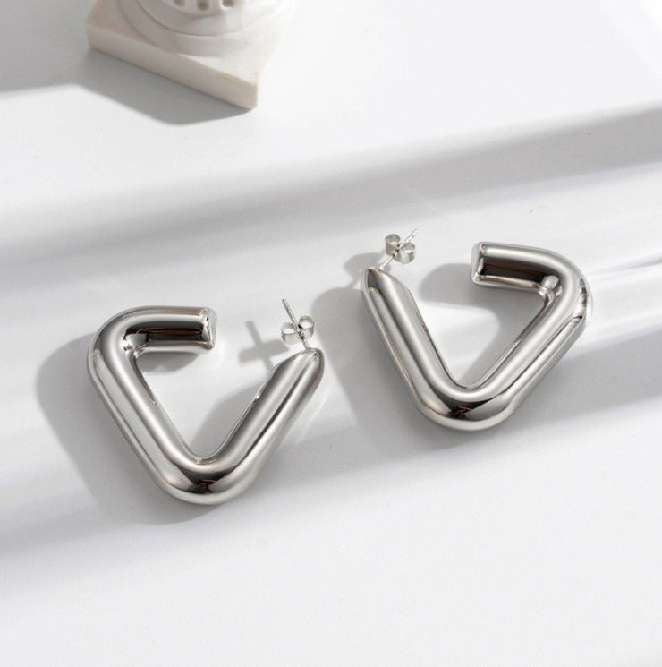Simple Classic Gold Plated Titanium Steel Ear Studs - 18k Gold | Women's Jewelry(SKU: EDIY73)