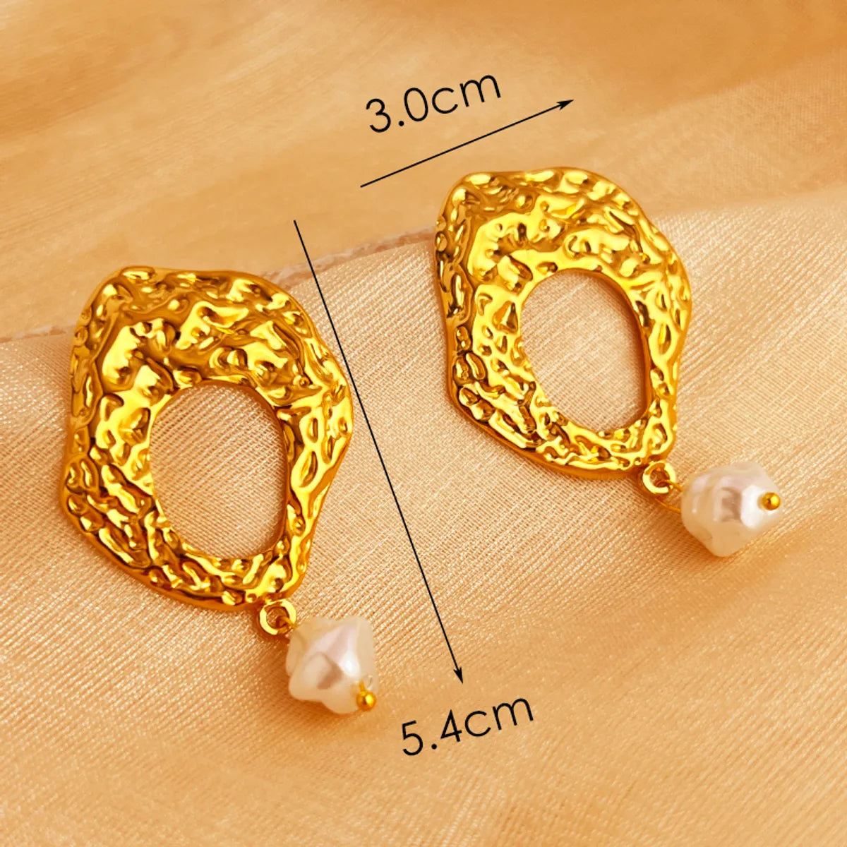 Elegant Irregular Pearl Drop Earrings – 201 Stainless Steel 18K Gold Plated | Dariya Jewelry