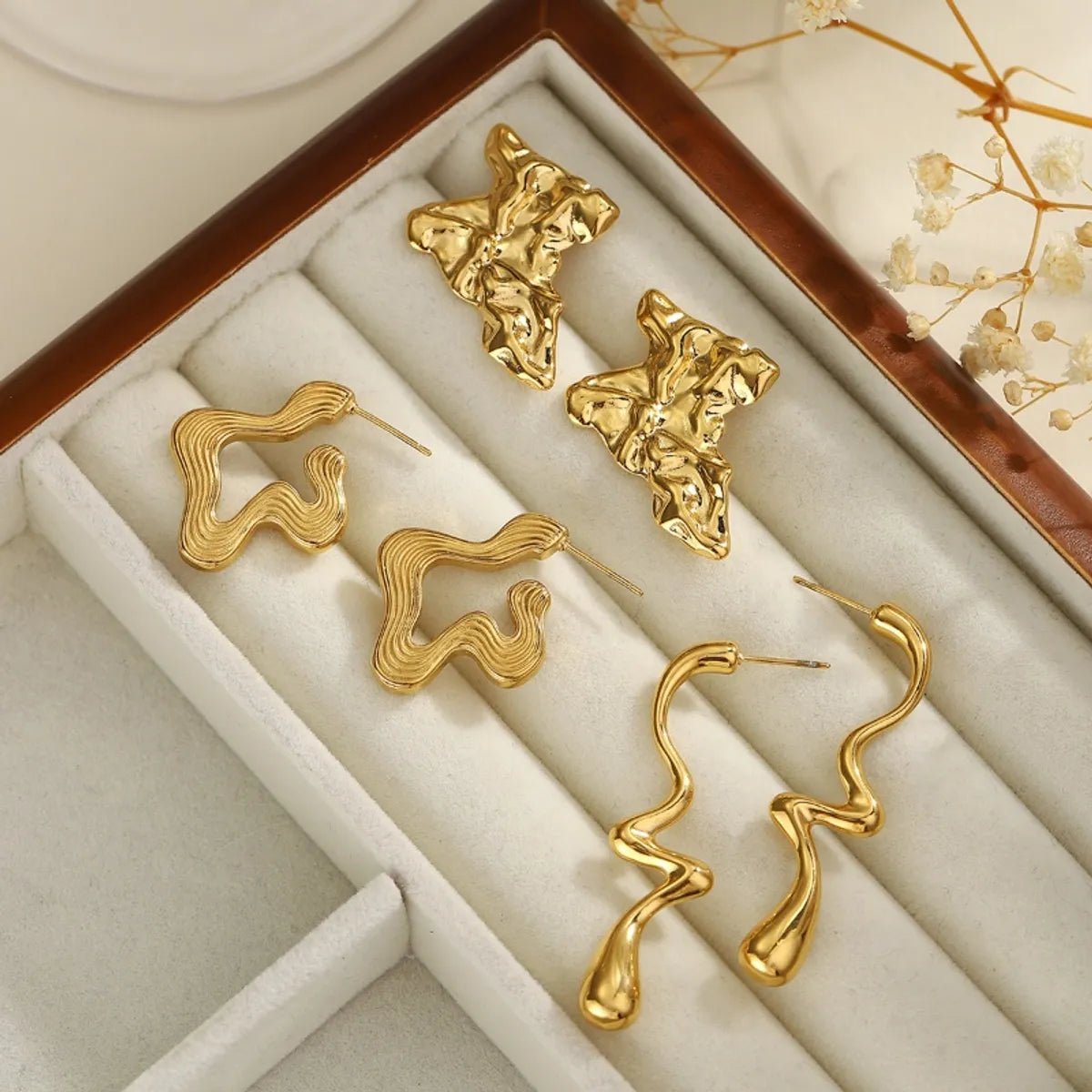 Retro Irregular 18K Gold Plated 304 Stainless Steel Drop Earrings | Dariya Jewelry