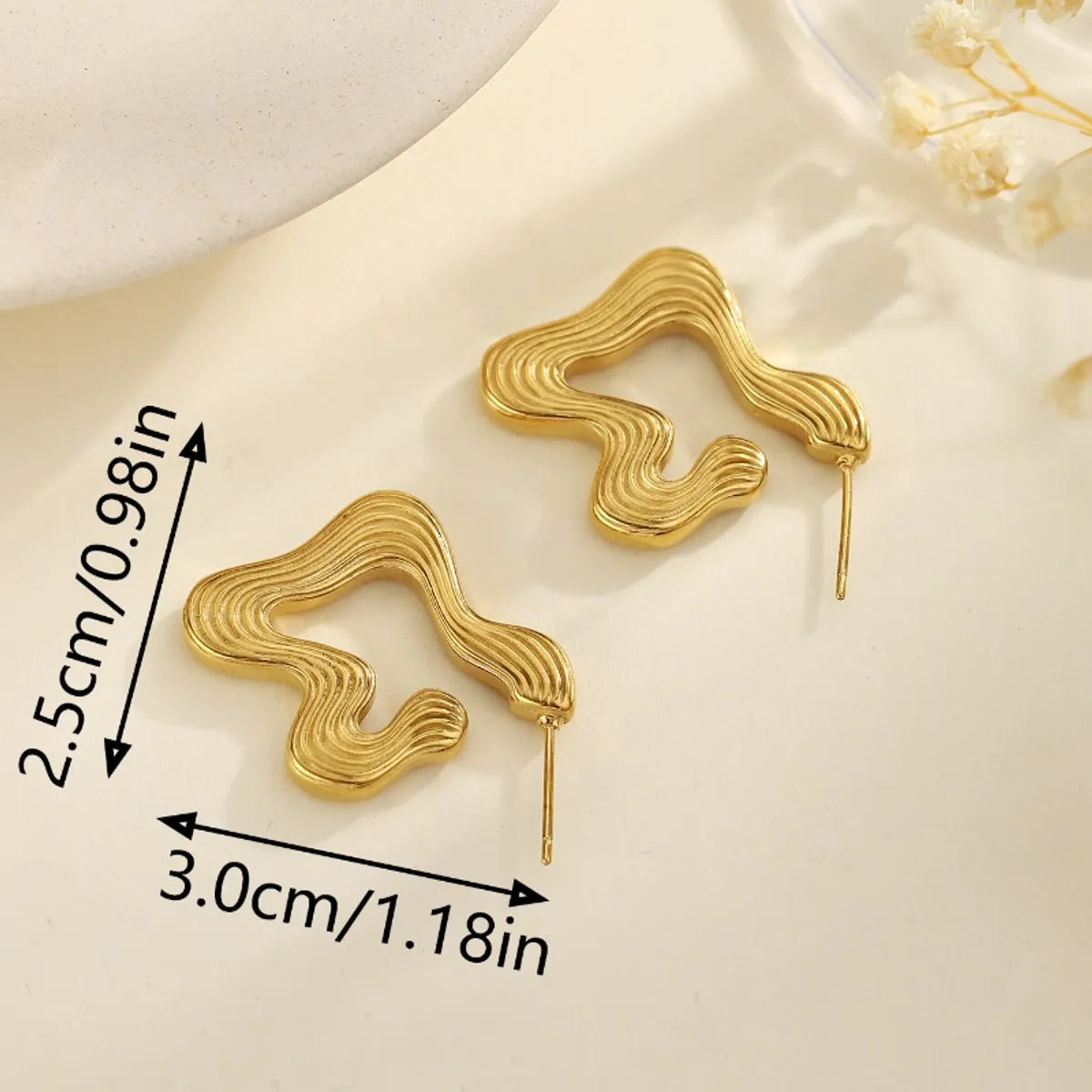 Retro Irregular 18K Gold Plated 304 Stainless Steel Drop Earrings | Dariya Jewelry