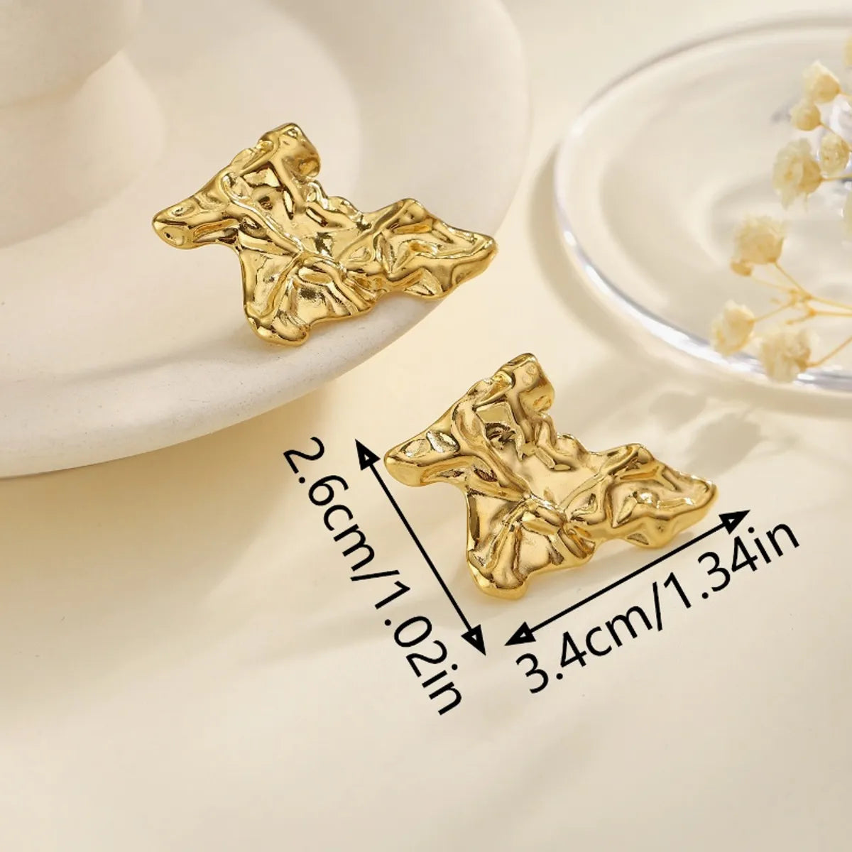 Retro Irregular 18K Gold Plated 304 Stainless Steel Drop Earrings | Dariya Jewelry