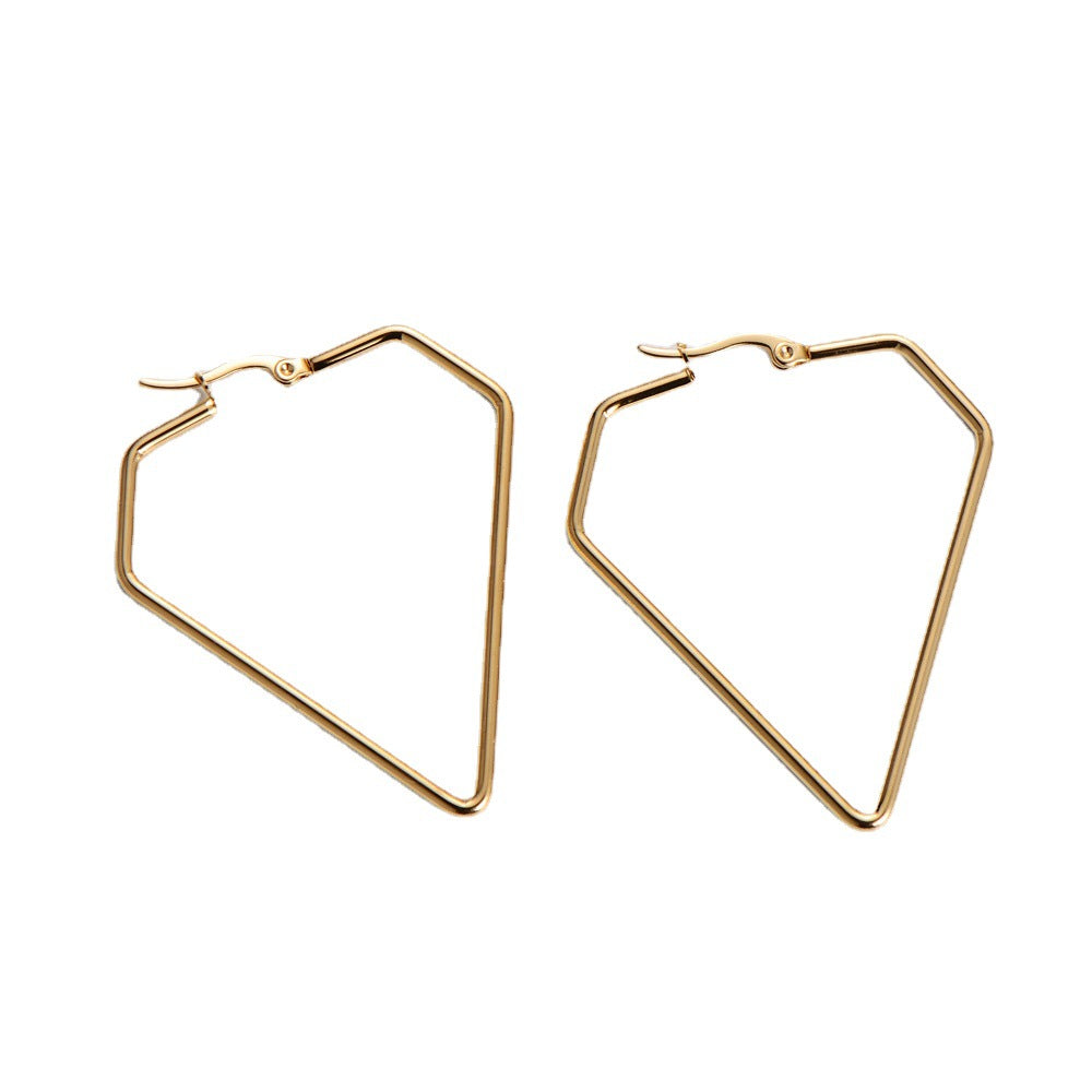 Minimalist Geometric Stainless Steel Gold-Plated Hoop Earrings – Dariya Jewelry