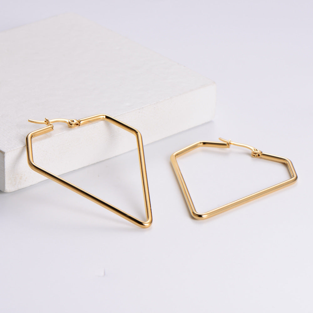 Minimalist Geometric Stainless Steel Gold-Plated Hoop Earrings – Dariya Jewelry