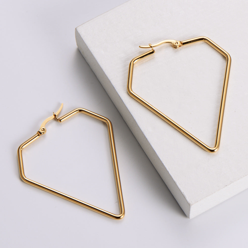 Minimalist Geometric Stainless Steel Gold-Plated Hoop Earrings – Dariya Jewelry