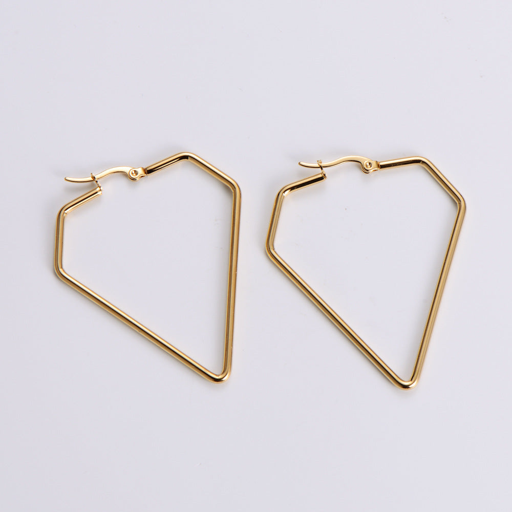 Minimalist Geometric Stainless Steel Gold-Plated Hoop Earrings – Dariya Jewelry
