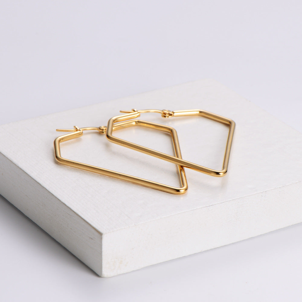 Minimalist Geometric Stainless Steel Gold-Plated Hoop Earrings – Dariya Jewelry