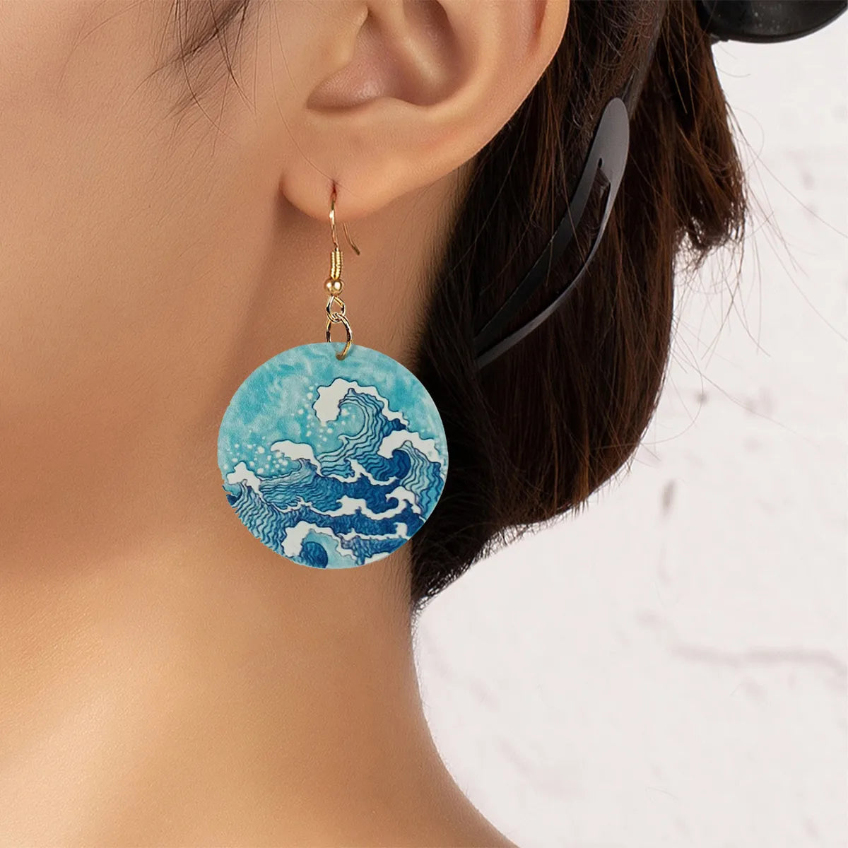 Blue Acrylic Wave Drop Earrings – Hawaiian Marine Style Fun