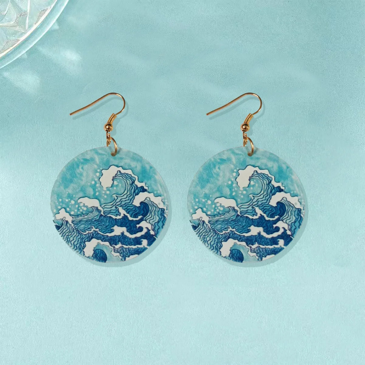 Blue Acrylic Wave Drop Earrings – Hawaiian Marine Style Fun