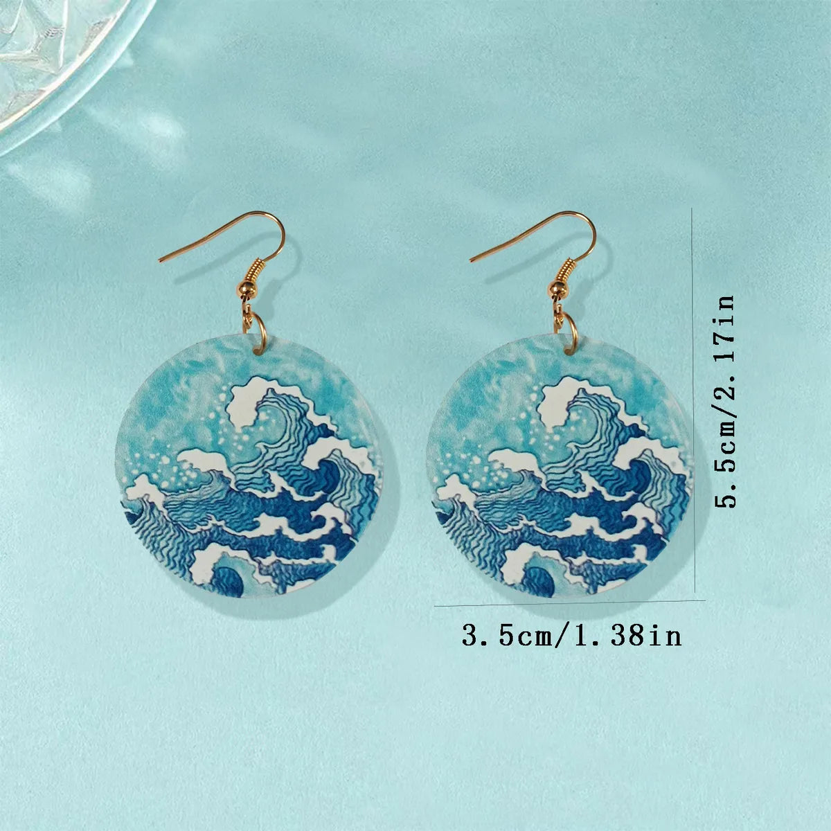 Blue Acrylic Wave Drop Earrings – Hawaiian Marine Style Fun