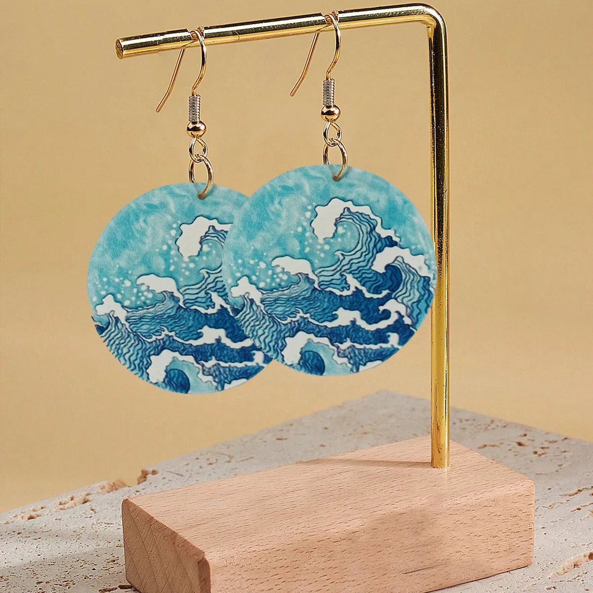 Blue Acrylic Wave Drop Earrings – Hawaiian Marine Style Fun