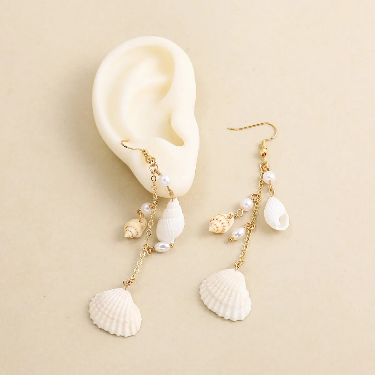 Boho Conch Shell & Pearl Drop Earrings – Alloy Beach Statement | Dariya Jewelry