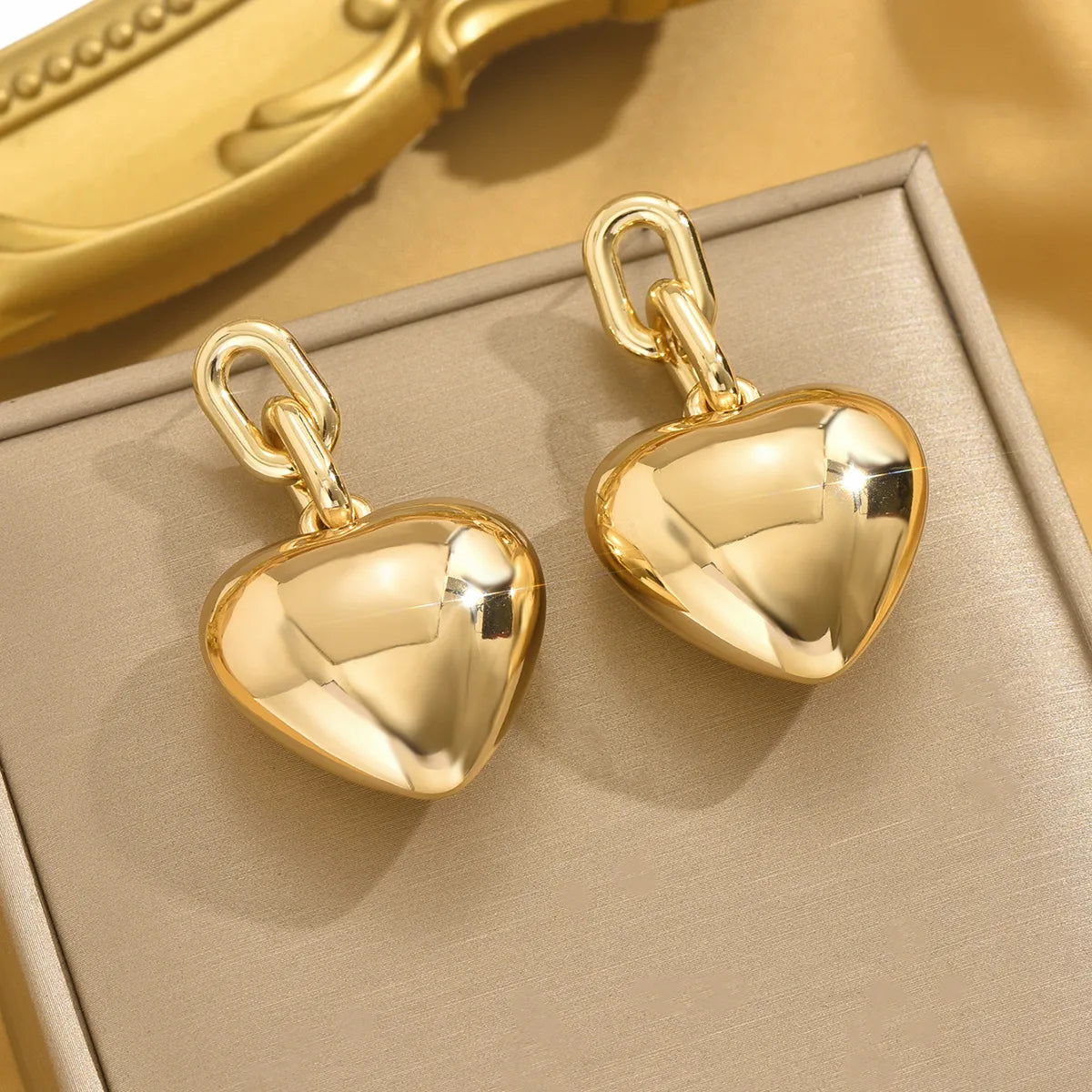 Bold IG-Style Heart Drop Earrings – Zinc Alloy Shine, 17g Statement Glam