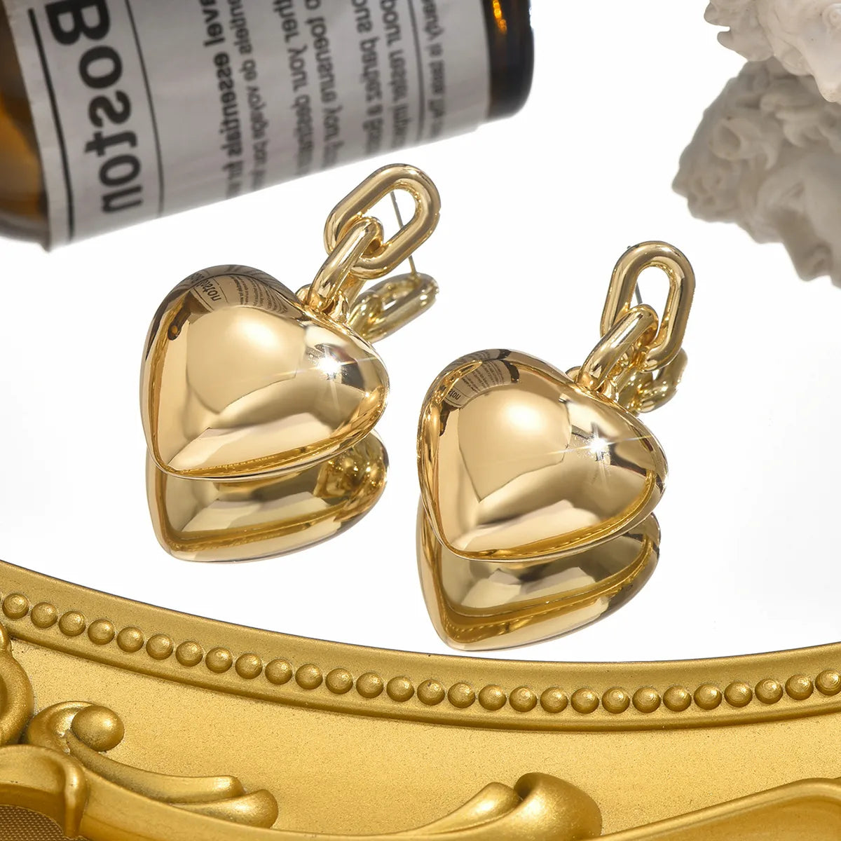 Bold IG-Style Heart Drop Earrings – Zinc Alloy Shine, 17g Statement Glam