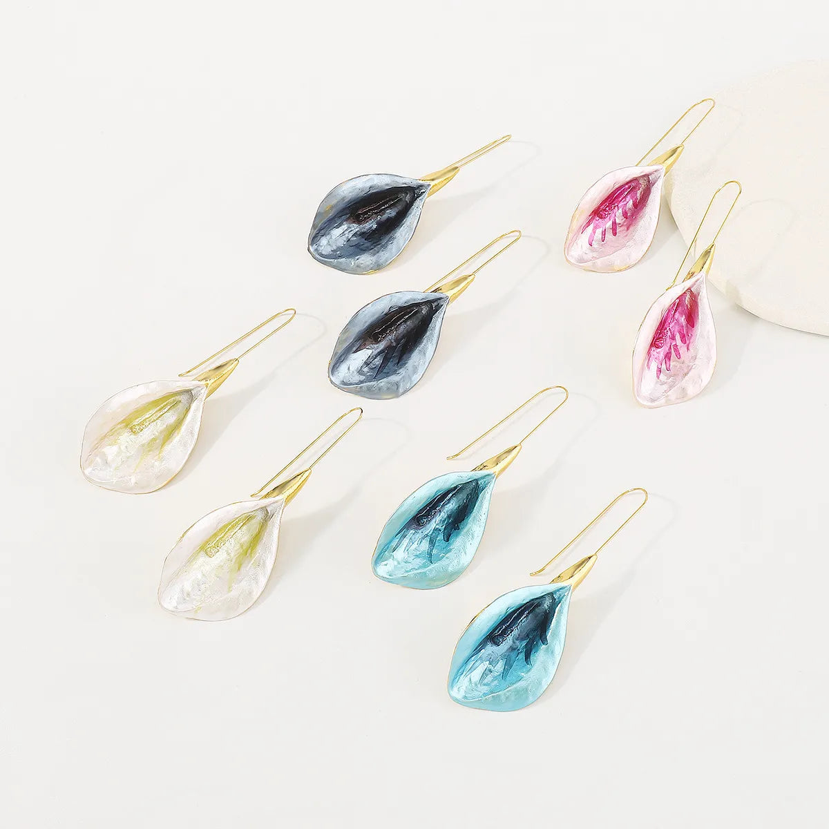 Elegant Geometric Petal Drop Earrings for Women – Alloy & Iron Statement Design