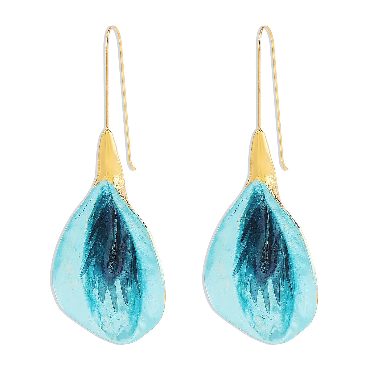 Elegant Geometric Petal Drop Earrings for Women – Alloy & Iron Statement Design