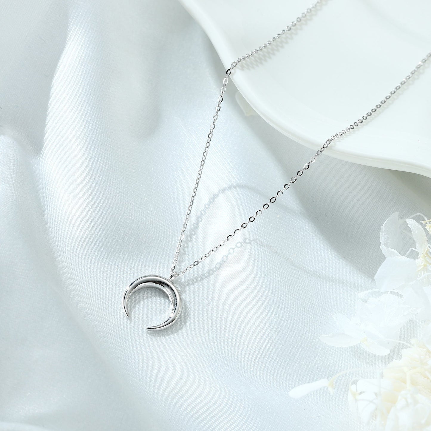 Moon Crescent Pendant Necklace – 925 Sterling Silver & 14K Gold Plated | Dariya Jewelry