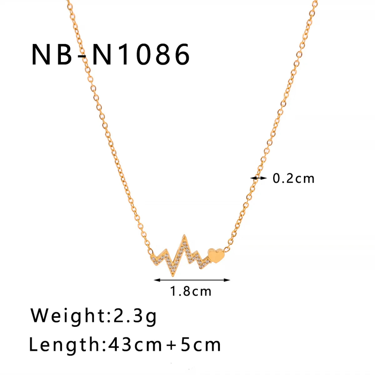 18K Gold Plated Stainless Steel Heartbeat Necklace – Shiny & Romantic