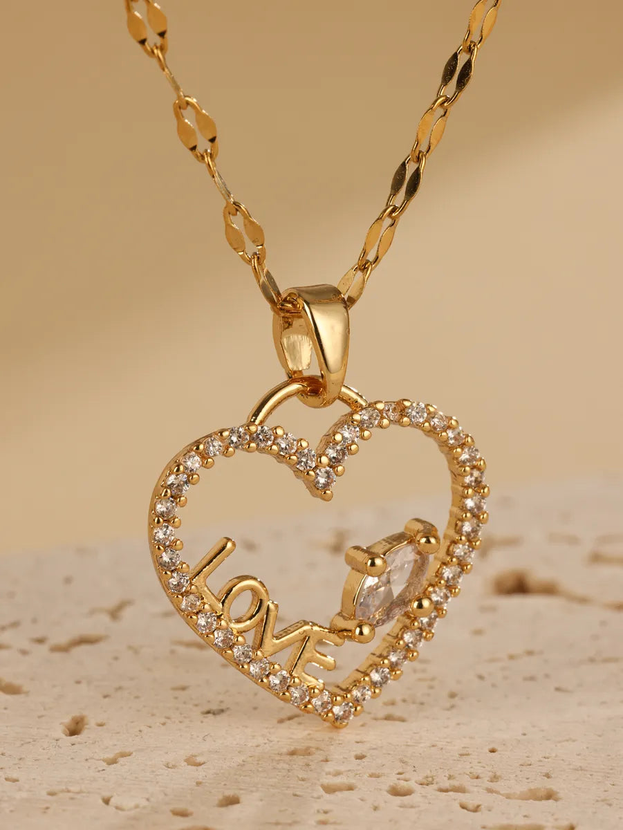 ✨ Heart-Shaped Zircon Pendant Necklace – 18K Gold Plated Stainless Steel | Dariya Jewelry