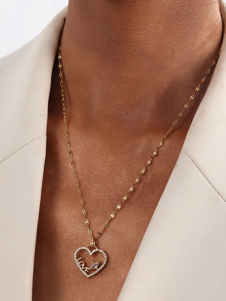 ✨ Heart-Shaped Zircon Pendant Necklace – 18K Gold Plated Stainless Steel | Dariya Jewelry
