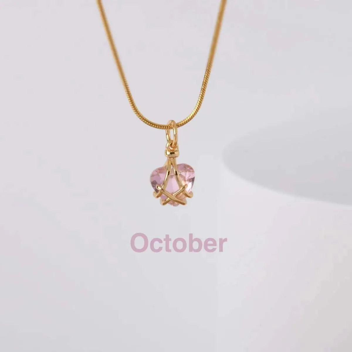 Heart Birthstone Pendant Necklace – Alloy Gold-Plated Unisex Charm | Dariya Jewelry