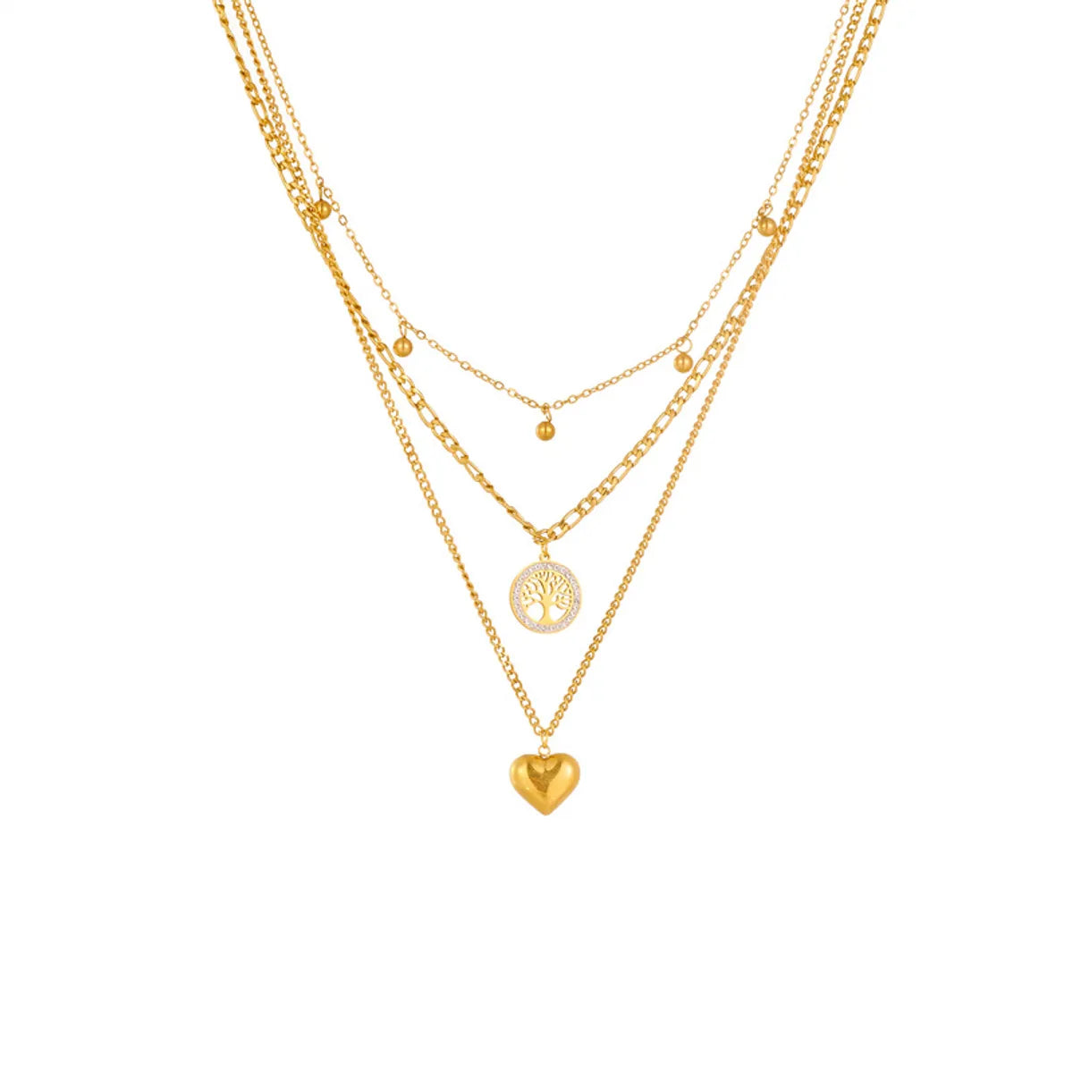 Elegant Heart & Life Tree Titanium Steel Pendant Necklace for Women