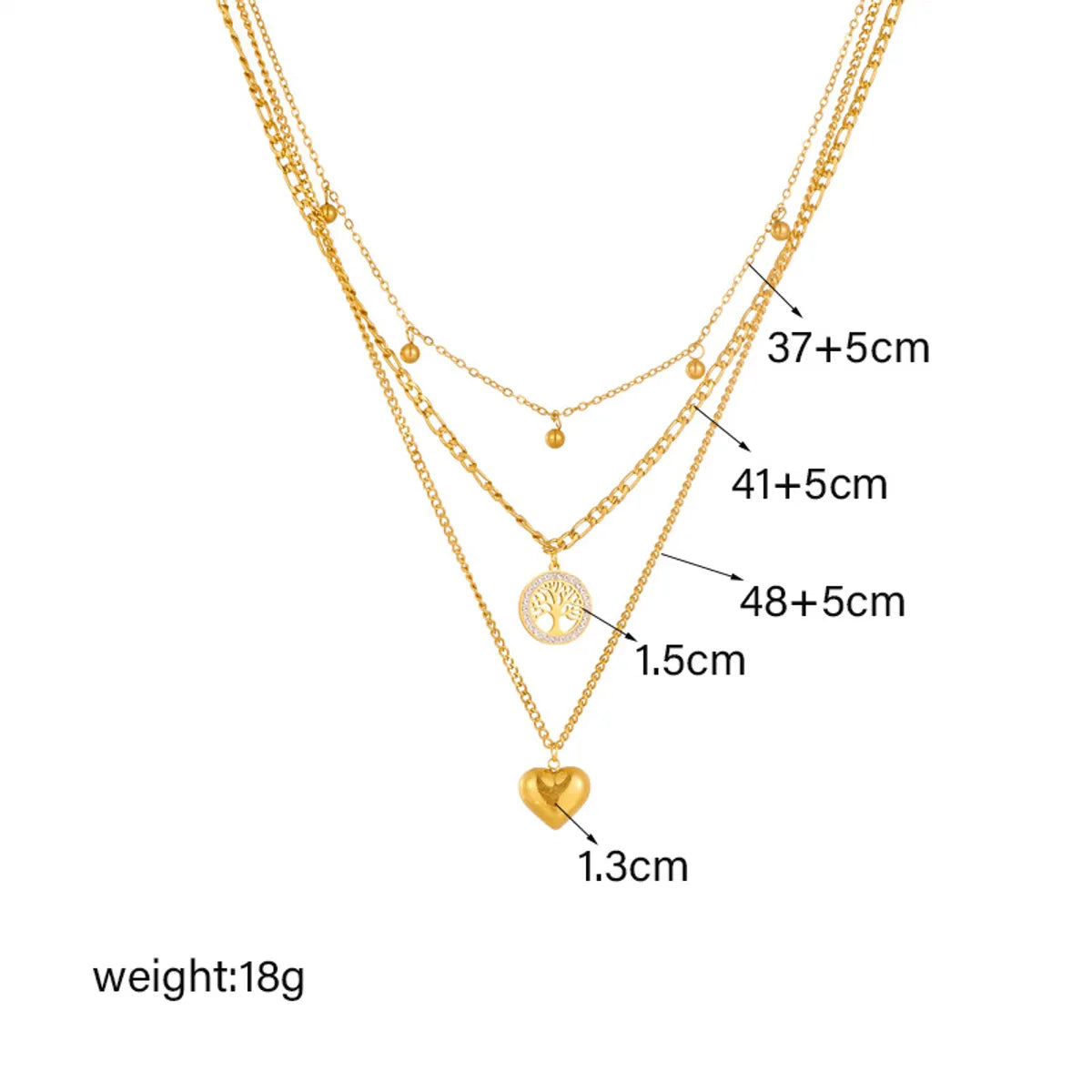 Elegant Heart & Life Tree Titanium Steel Pendant Necklace for Women