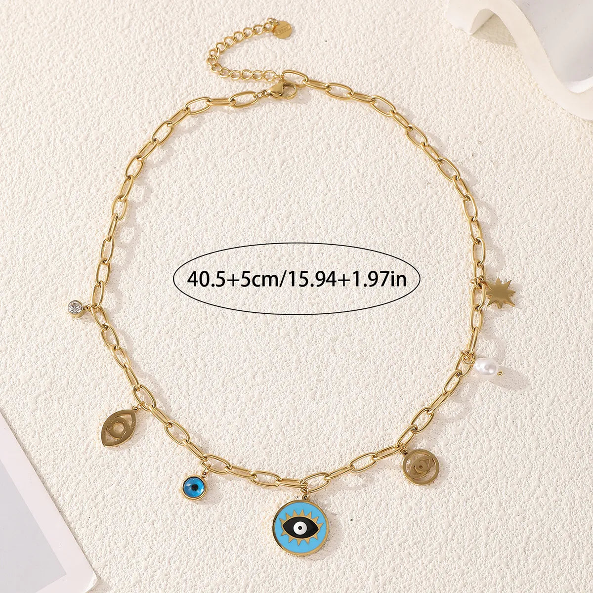 Devil's Eye Pendant Necklace – 18K Gold Plated Turquoise Charm | 304 Stainless Steel