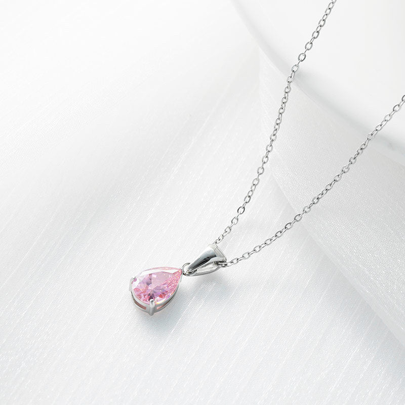 Sparkling Zircon Water Drop Titanium Steel Necklace – Dariya Jewelry