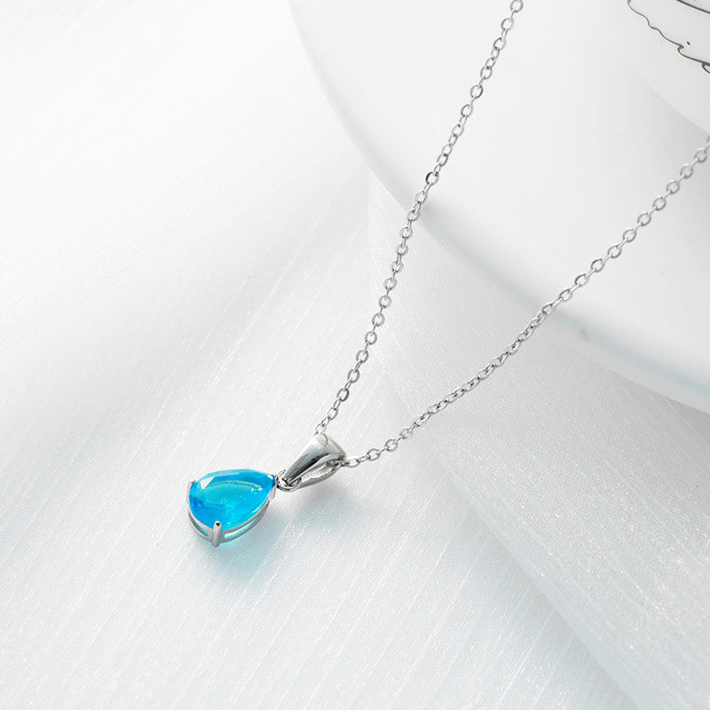 Sparkling Zircon Water Drop Titanium Steel Necklace – Dariya Jewelry
