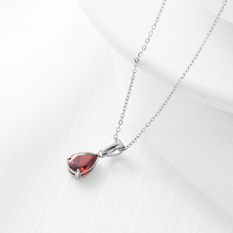 Sparkling Zircon Water Drop Titanium Steel Necklace – Dariya Jewelry