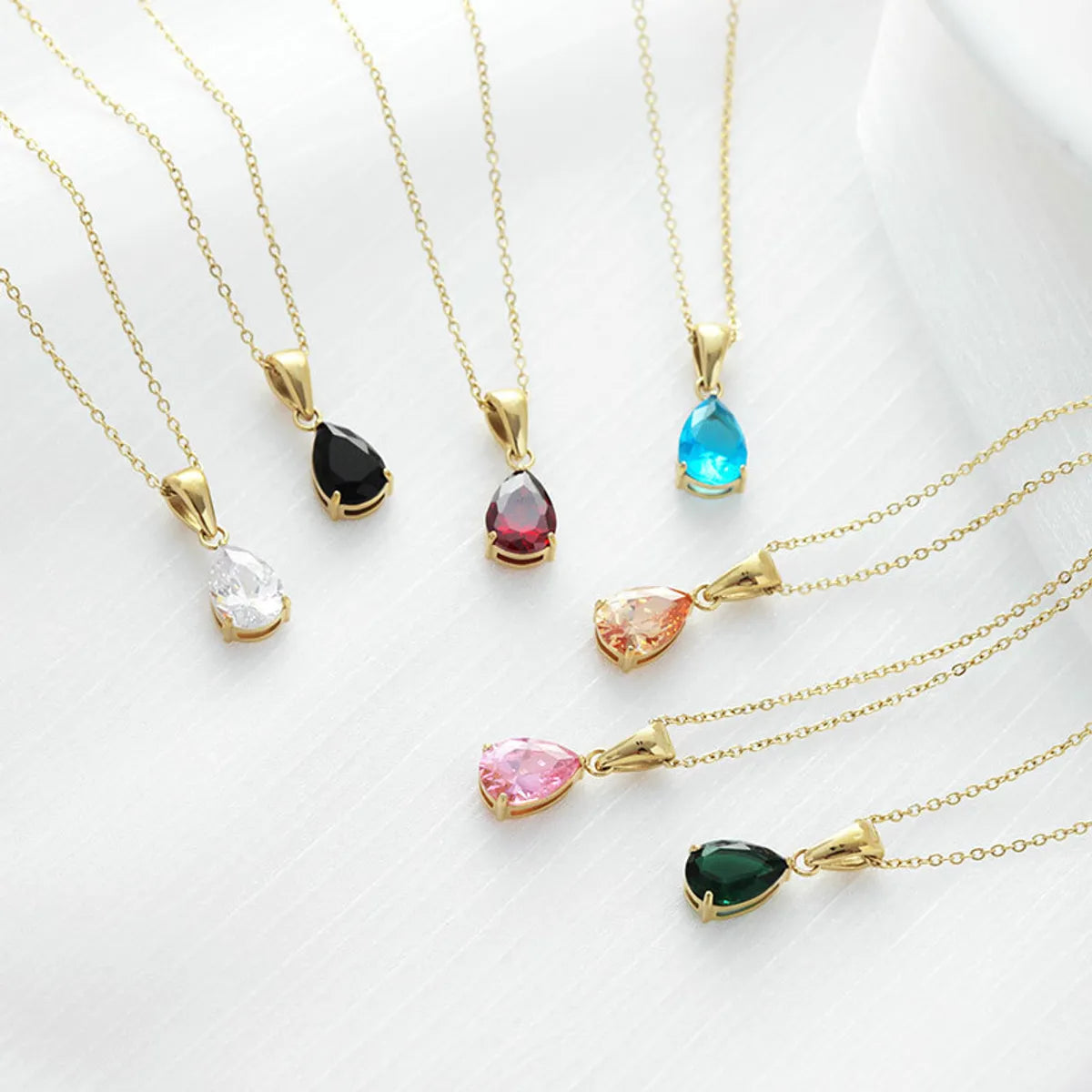 Sparkling Zircon Water Drop Titanium Steel Necklace – Dariya Jewelry