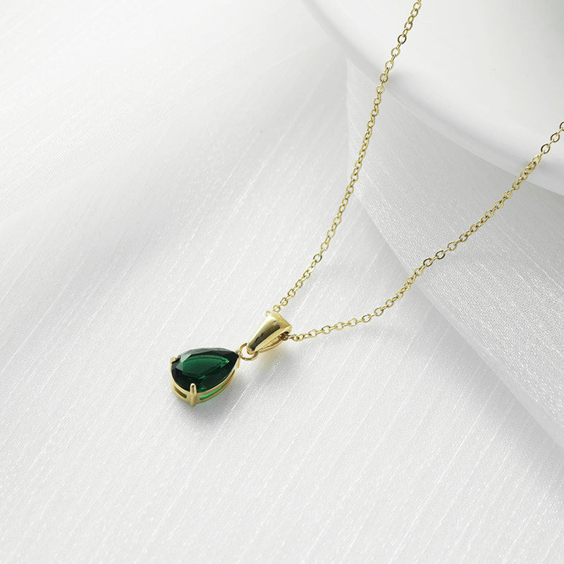 Sparkling Zircon Water Drop Titanium Steel Necklace – Dariya Jewelry