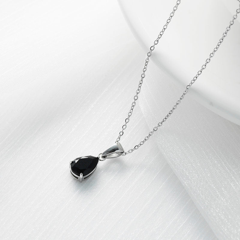 Sparkling Zircon Water Drop Titanium Steel Necklace – Dariya Jewelry