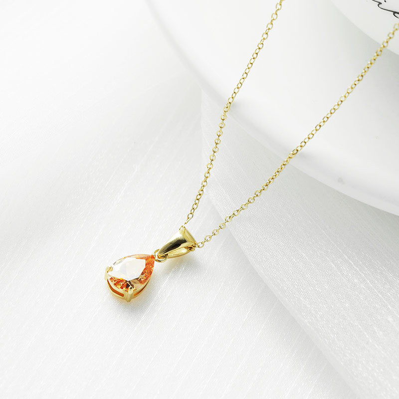 Sparkling Zircon Water Drop Titanium Steel Necklace – Dariya Jewelry